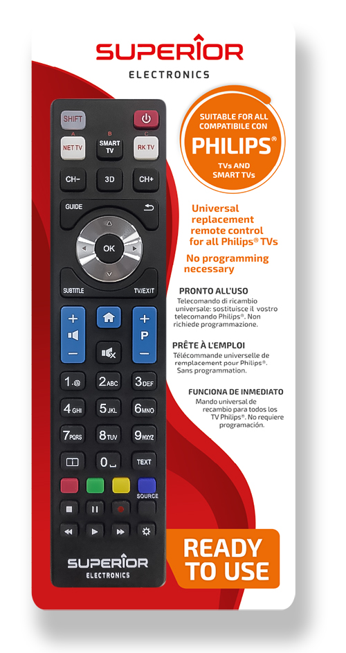 TELECOMANDA UNIVERSALA Superior, compatibila televizoare PHILIPS, bateriile (2 x AAA) nu sunt incluse, negru "SUPTRB010" (timbru verde 0.08 lei)