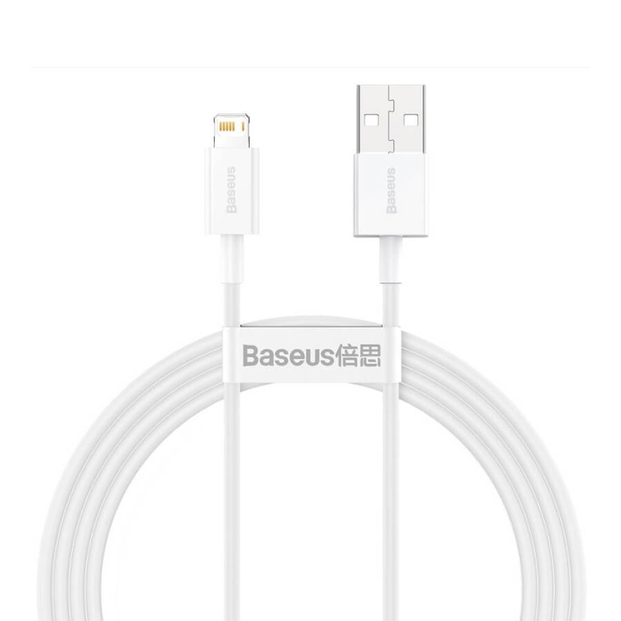 CABLU alimentare si date Baseus Superior, Fast Charging Data Cable pt. smartphone, USB la Lightning Iphone 2.4A, 1.5m, alb "CALYS-B02" (timbru verde 0.08 lei) - 6953156205444