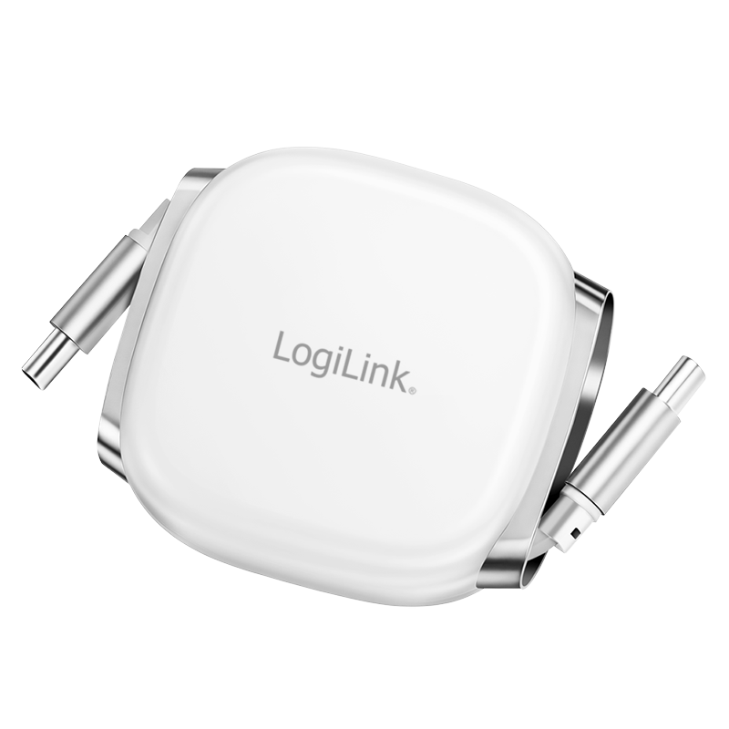 CABLU alimentare si date LOGILINK, pt. smartphone, USB 2.0, USB Type-C (T) la USB Type-C (T), 1m, PD 60W, 480Mbps, retractabil, ecranat, plastic, white, "CU0501" (timbru verde 0.08 lei)