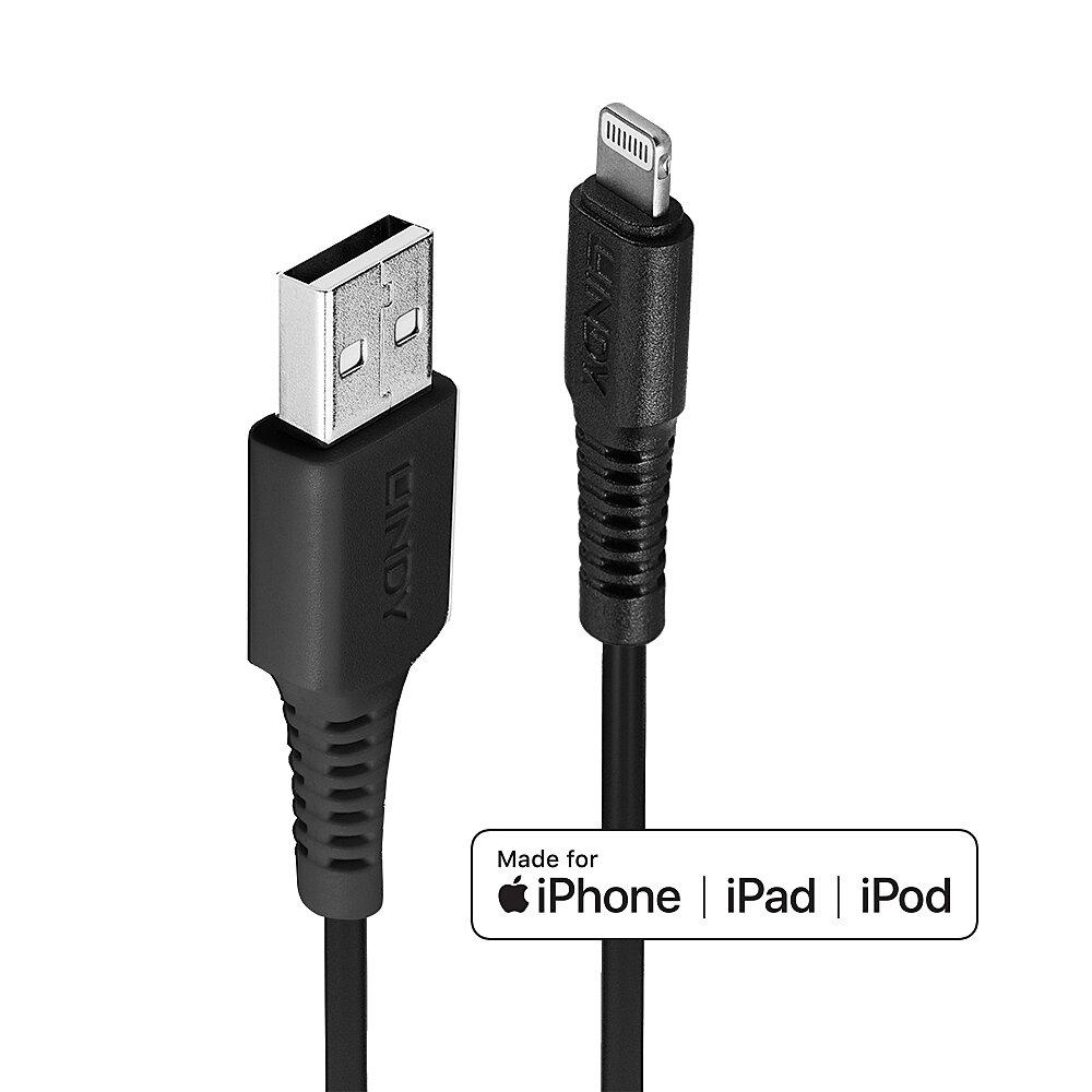 CABLU alimentare si date Lindy pt.smartphone Lightning (T) la USB 2.0 (T), 3 m, PVC, negru, "LY-31322" (timbru verde 0.08 lei)