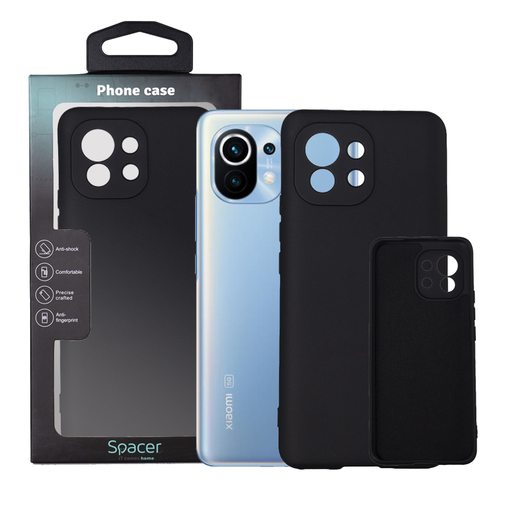 Husa Xiaomi Mi 11 5G Spacer, negru, grosime 2mm, material flexibil silicon + interior cu microfibra "SPPC-XI-MI-115G-SLK"