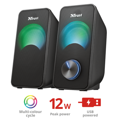 BOXE PC Trust Arys RGB Compact 2.0 Speaker Set "23120" (timbru verde 2.00 lei)