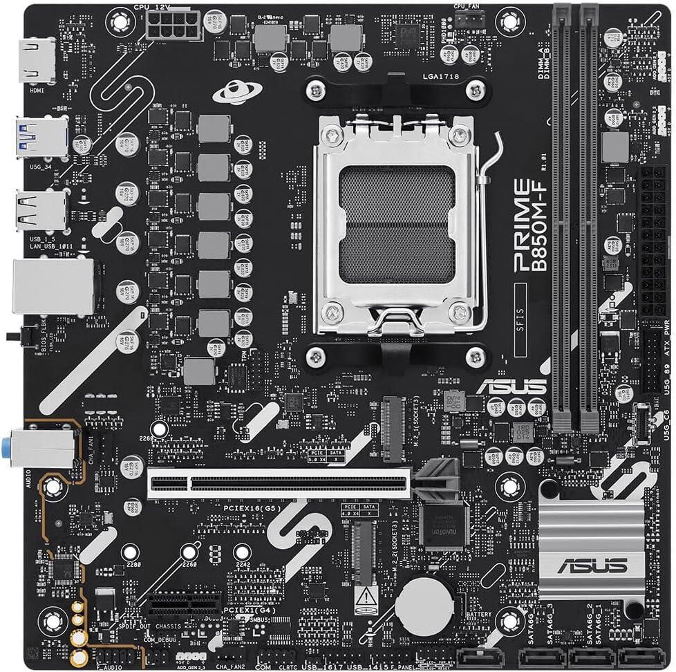 Placa de baza Asus PRIME B850M-F, AM5, DDR5, mATX, Negru "PRIME B850M-F"