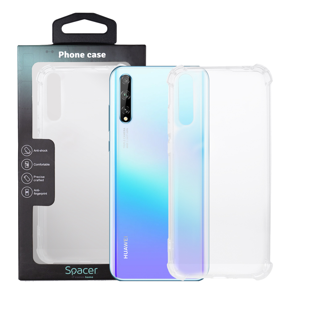 Husa Huawei telefon P Smart S, transparent, tip back cover, protectie suplimentara antisoc la colturi, material flexibil TPU, "SPPC-HU-P-SS-CLR"