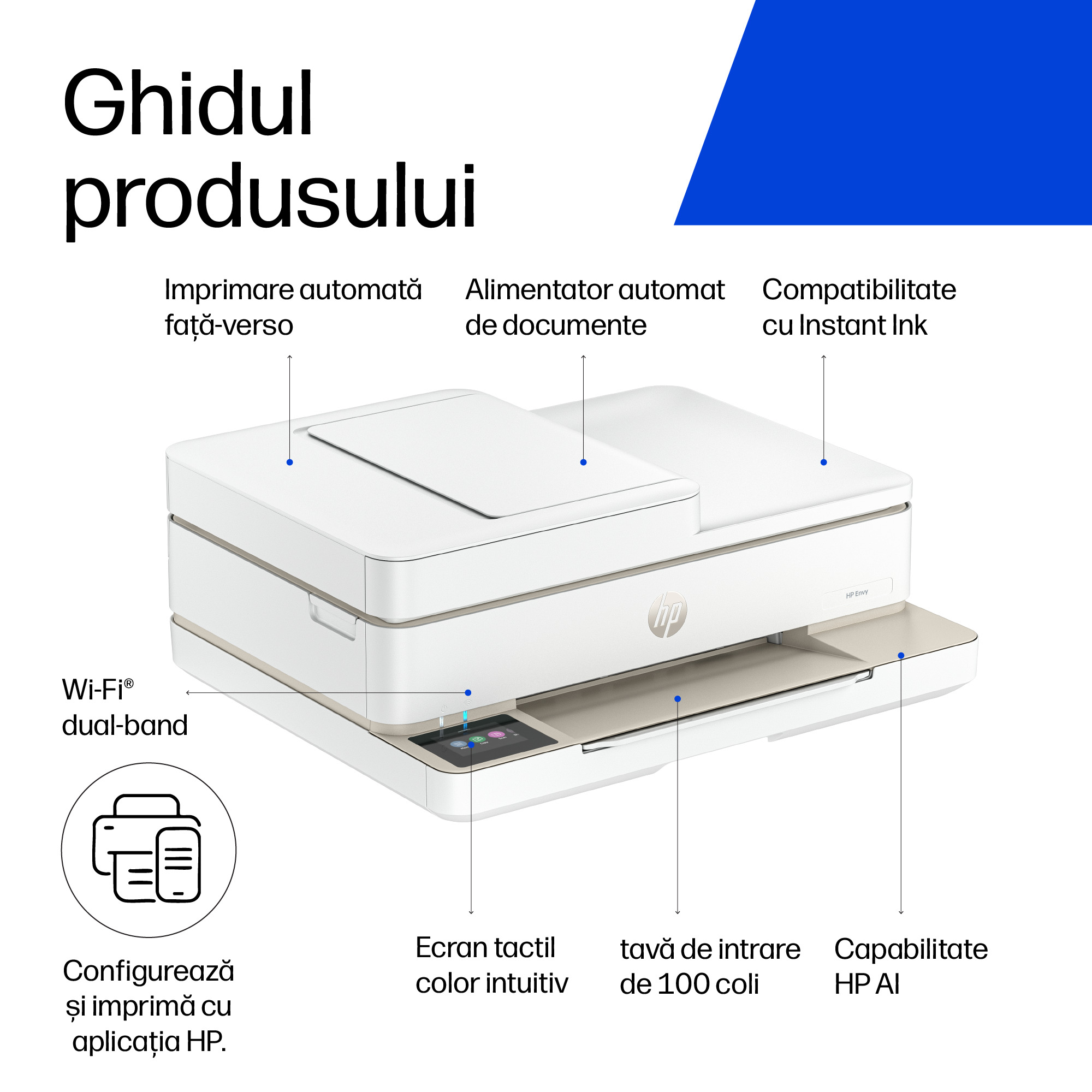 Multifunctional InkJet Color HP, ENVY 6520E, A4, Functii: Impr.|Scan.|Cop., Vit.Print. 10ppm, Conectivitate:USB|WIFI, Duplex:Da, ADF:ADF(incl.TV 8lei) "714N9B" - imagine 5