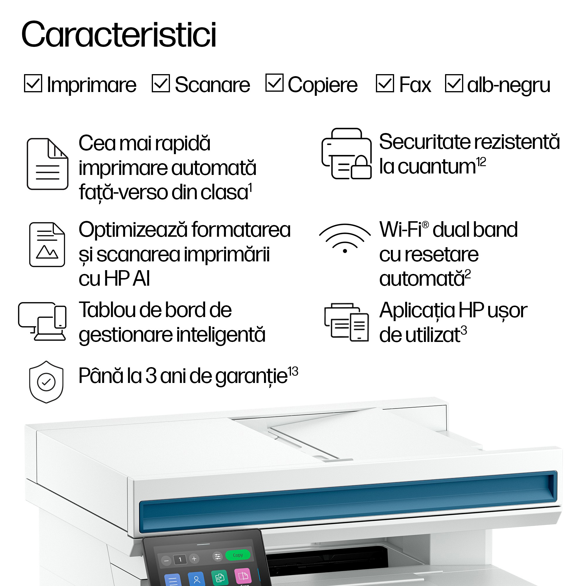 Multifunctional Laser Mono HP  MFP 4113fdn, A4, Functii: Impr.|Scan.|Cop.|Fax, Viteza de Printare Monocrom: 47ppm, Viteza de printare color: , Conectivitate:USB|Retea, Duplex:Da, ADF:DADF(incl.TV 11lei) "8X3F8A" - imagine 4