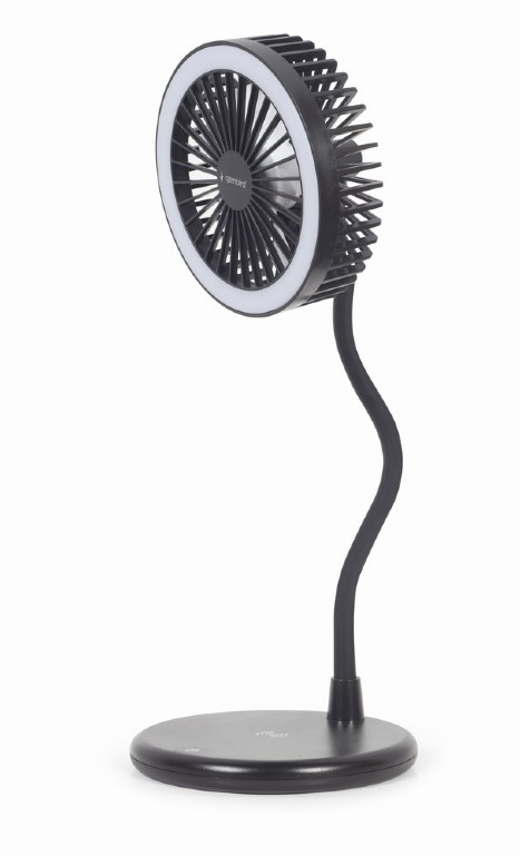 LAMPA BIROU LED Gembird, 3-in-1, incarcare wireless, putere 10W, ventilator 3 viteze, alimentator USB neinclus, negru "TA-WPC10-LEDFAN-01" (timbru verde 0.18 lei)