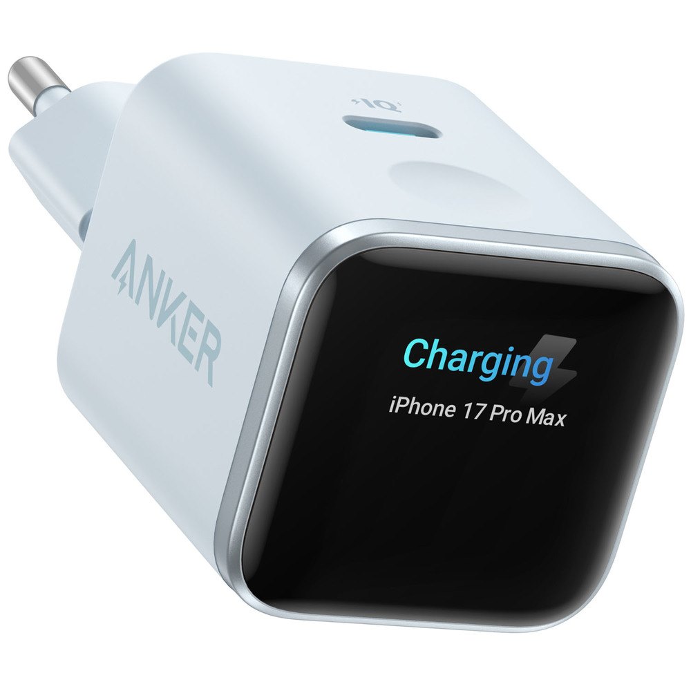 Alimentator priza Anker, Nano, 45W, fast charge, display interactiv, built-in AI chip, 1 x USB-C, albastru, "A121DG31" (timbru verde 0.18 lei) - 194644320867