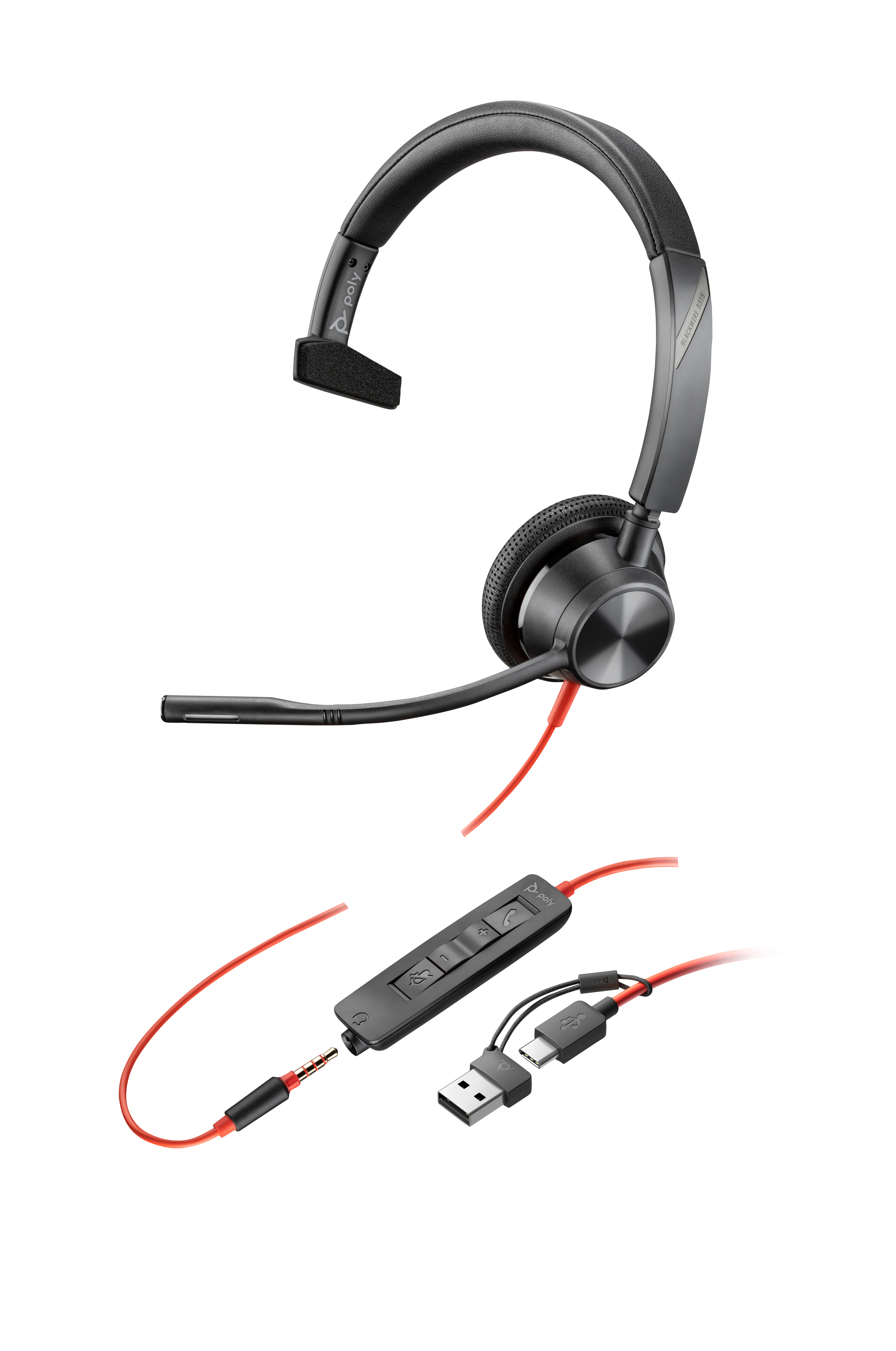 Poly BW 3315 USB-C HS +3.5mmP +USB-C/A"8X217AA" - imagine 5