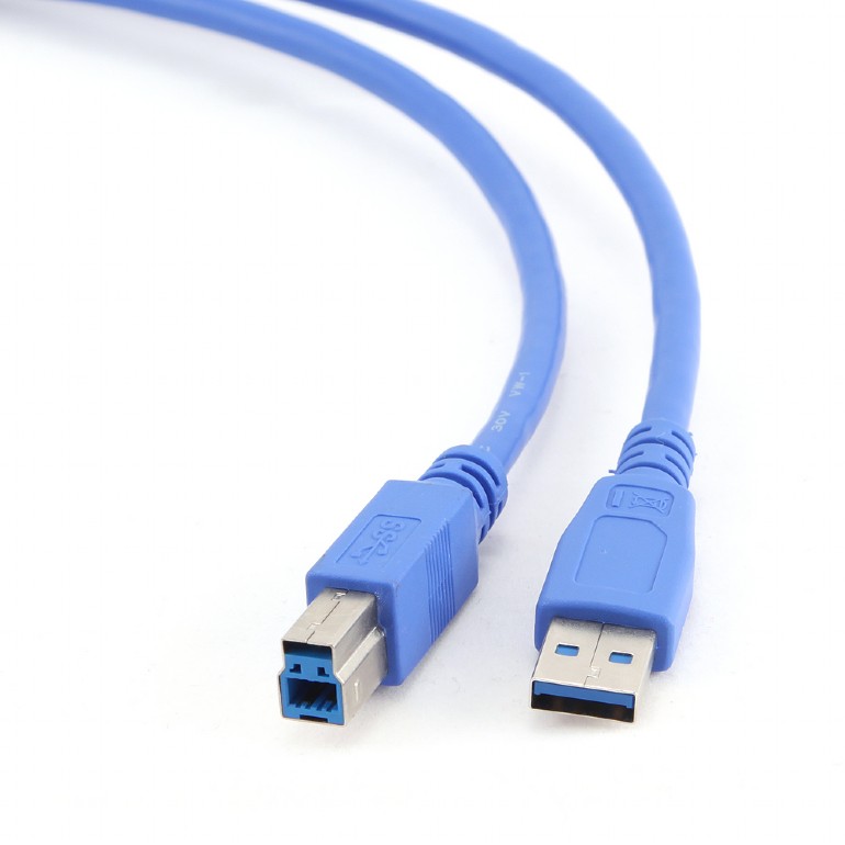 CABLU USB GEMBIRD pt. imprimanta, USB 3.0 (T) la USB 3.0 Type-B (T), 1.8m, conectori auriti, albastru, "CCP-USB3-AMBM-6" (timbru verde 0.08 lei)