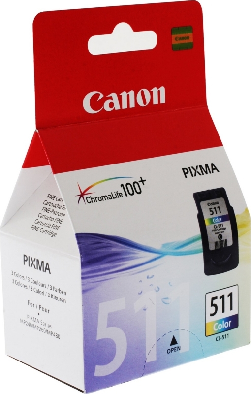 Cartus Cerneala Original Canon Color, CL-511, pentru Pixma IP2700|MP230|MP240|MP250|MP260|MP270|MP280|MP282|MP480|MP490|MP495|MX320|MX330|MX340|MX350|MX360|MX410|MX420 , 244, (timbru verde 0.15 lei), "BS2972B001AA"