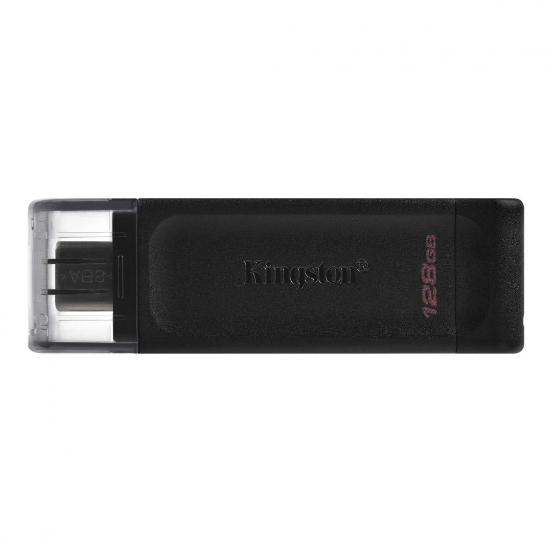 MEMORIE USB 3.2 Type-C KINGSTON 128 GB, clasica, carcasa plastic, negru, "DT70/128GB" (timbru verde 0.03 lei)