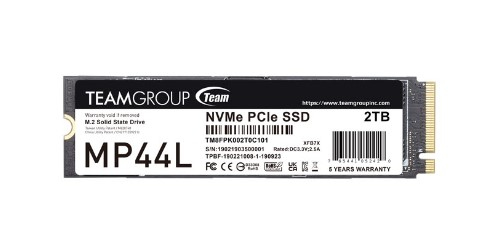SSD TEAMGROUP MP44L, 2TB, PCIe SSD Gen4x4 M.2 2280, 3D TLC NAND NVMe, R/W: 4800/4000 MB/s, "TM8FPK002T0C101" (timbru verde 0.18 lei)