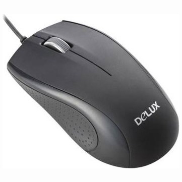 MOUSE DELUX, PC sau NB, cu fir, USB, optic, 800 dpi, butoane/scroll 3/1, , negru, "DLM-136BU" (timbru verde 0.18 lei)