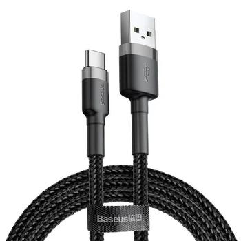 CABLU alimentare si date Baseus Cafule, Fast Charging Data Cable pt. smartphone, USB la USB Type-C, 3m, brodat, gri+negru "CATKLF-UG1" (timbru verde 0.08 lei) - 6953156296343