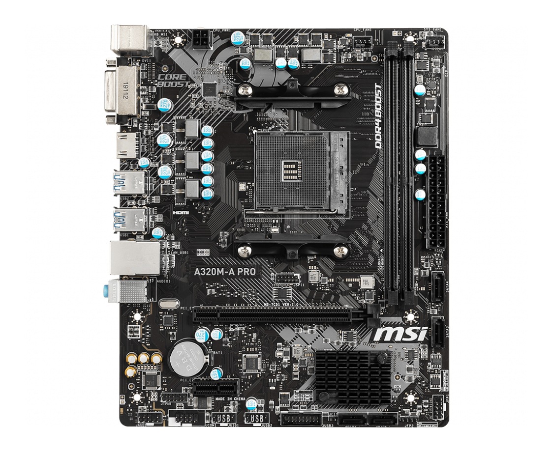PLACA de BAZA MSI "A320M-A PRO", skt AM4, mATX, AMD A320, 2 x DDR4, max. 32 GB, 4 x SATA, nu x M.2, 7.1, "A320M-A PRO"