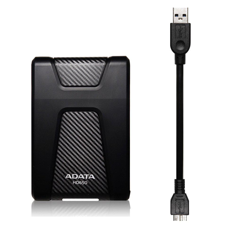HDD extern ADATA 2 TB, HD650, 2.5 inch, USB 3.2, negru, "AHD650-2TU3-CBK" (timbru verde 0.8 lei)
