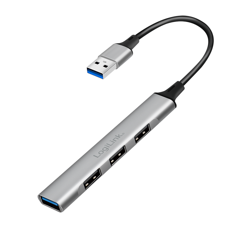 HUB extern LOGILINK, porturi USB: USB-A 3.0 x 1 + USB-A 2.0 x 3, conectare prin USB-A, aluminiu, prot. supracurent, supratensiune, gri, "UA0391" (timbru verde 0.18 lei)