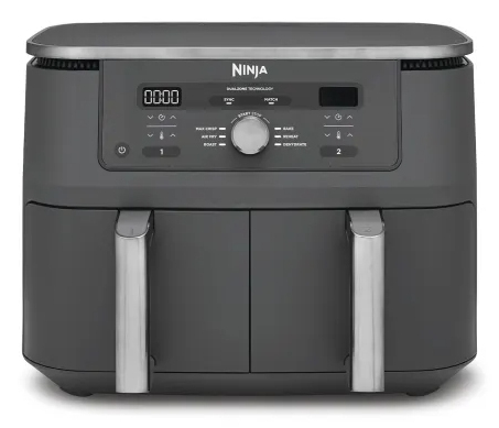 Friteuza cu aer cald Ninja Foodi Pro DualZone DZ400, 9.5 L, 6 functii (Gri) "DZ400EU" (timbru verde 4 lei)