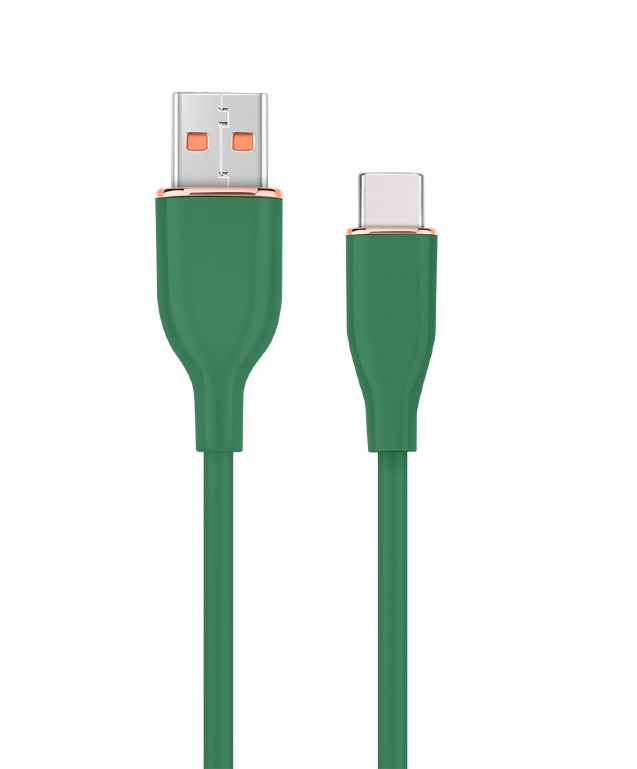 CABLU alimentare si date GEMBIRD, pt. smartphone, USB 2.0 (T) la USB 2.0 Type-C (T), 1.5m, protectie silicon, verde, "CC-USB2S-AMCM-1.5M-G" (timbru verde 0.08 lei)
