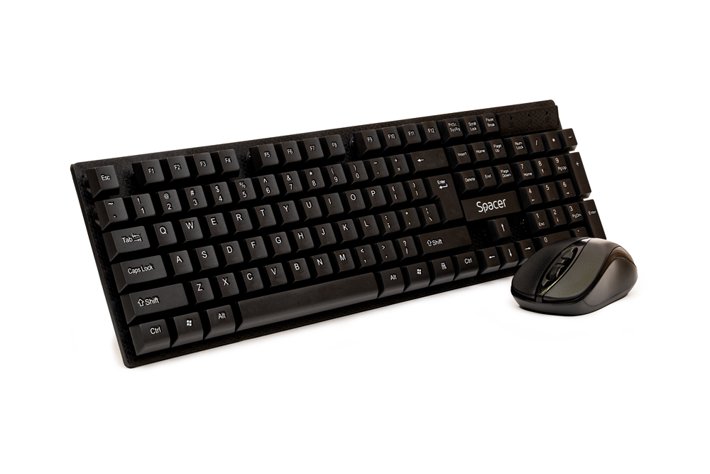 KIT wireless SPACER, tastatura wireless + mouse wireless, black, "SPDS-1100" (timbru verde 0.8 lei)