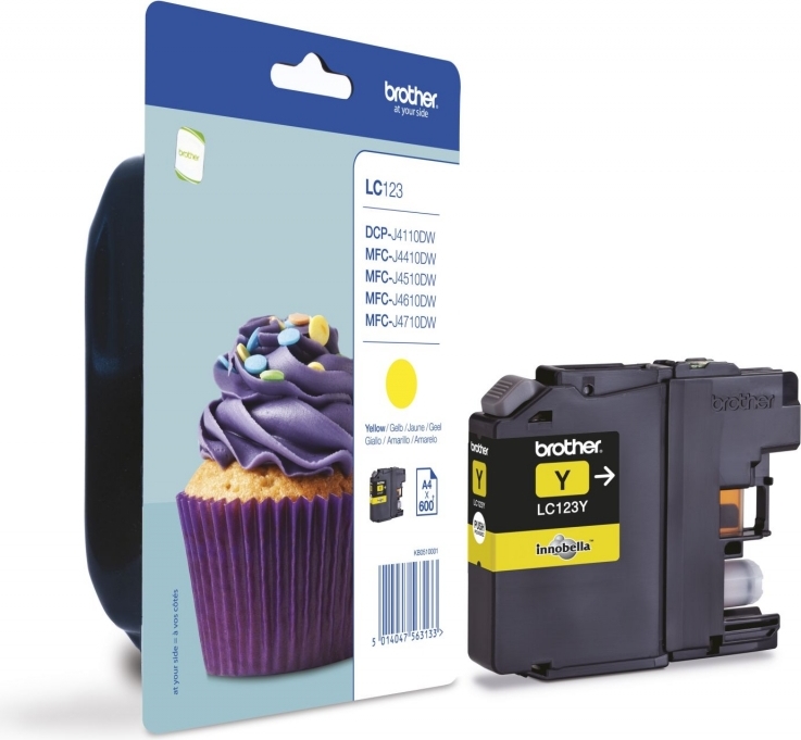 Cartus Cerneala Original Brother Yellow, LC123Y, pentru DCP-J4110| MFC-J4410|J4510|J4610|J4710|J6520|J6920, 600, (timbru verde 0.15 lei), "LC123Y"