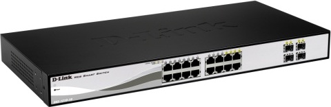 SWITCH D-LINK SMART 16 porturi Gigabit + 4 porturi combo SFP, carcasa metalica, rackabil, "DGS-1210-16" (timbru verde 2 lei)