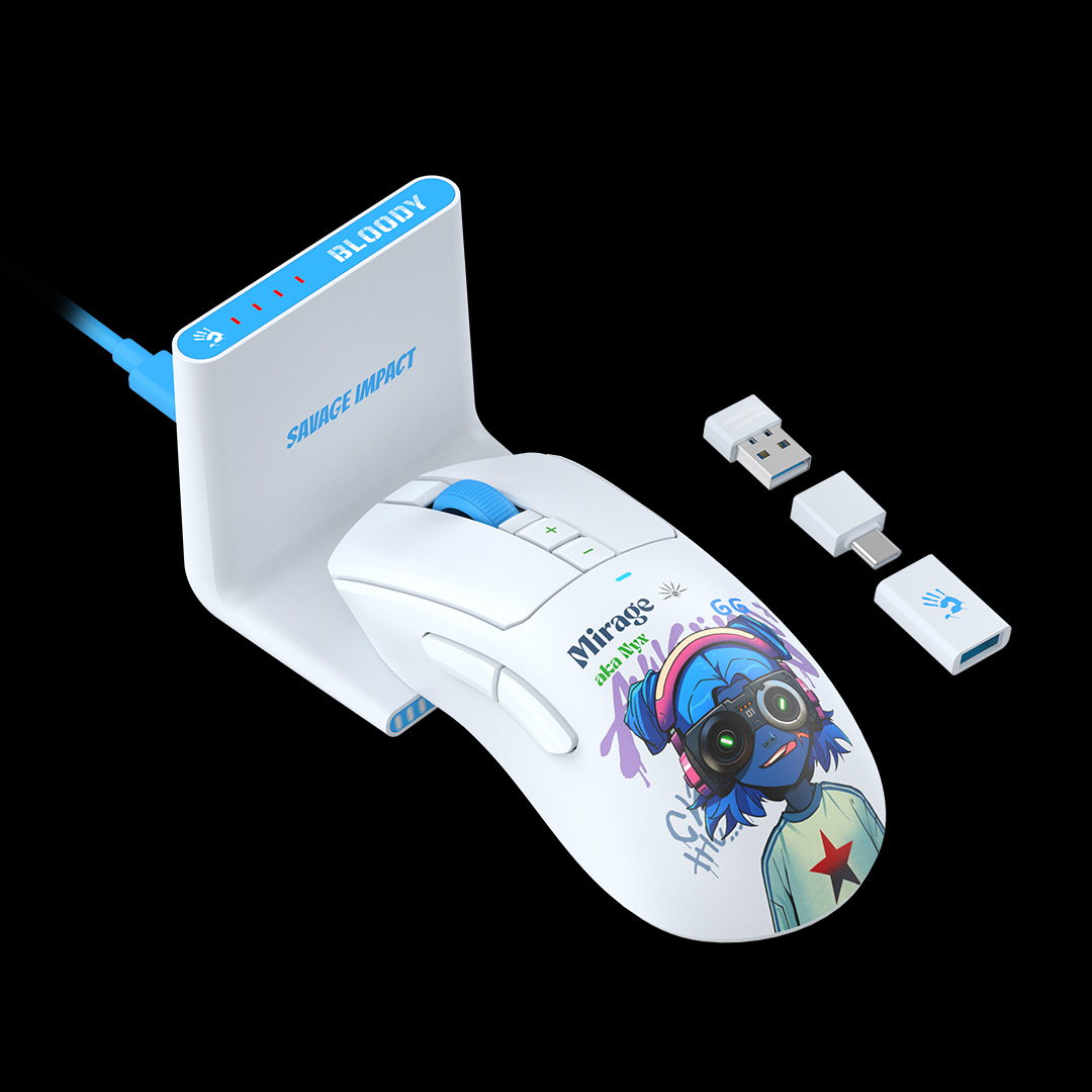 Mouse A4Tech, gaming, Bloody WaveLink Full Speed Dual Mode Wireless USB Type-C/Charging Dock /Nyx Mirage, "R73UltraDuo Nyx Mirage", (timbru verde 0.18 lei) 4711421 002363