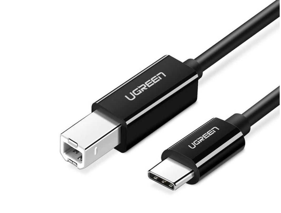 CABLU USB Ugreen pt. imprimanta, "US241" USB Type-C (T) la USB 2.0 Type-B (T), 2m, negru, "50446" (timbru verde 0.08 lei) - 6957303854462