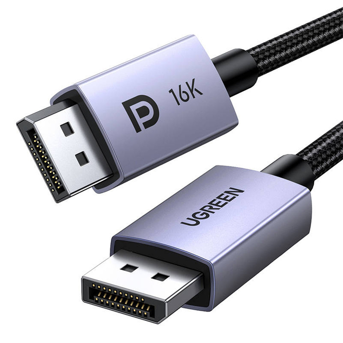 CABLU video Ugreen, "DP118" DP 2.1 (T) la DP 2.1 (T), 16K la 30Hz, lungime 2m, braided, negru "15384" (timbru verde 0.08 lei) - 6941876213849