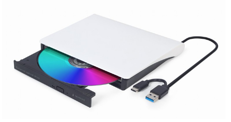 DVD-RW extern, GEMBIRD, interfata USB 2.0 + USB 3.1, negru-alb, "DVD-USB-031-BW" (timbru verde 0.8 lei)