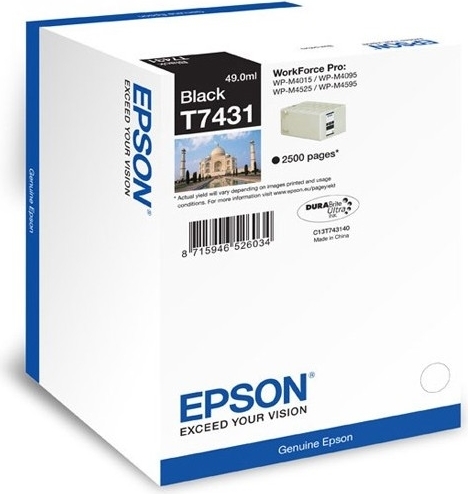 Cartus Cerneala Original Epson Black, T7441, pentru Workforce Pro WP-M4015|WP-M4525, , incl.TV 0.15 RON, "C13T74414010"