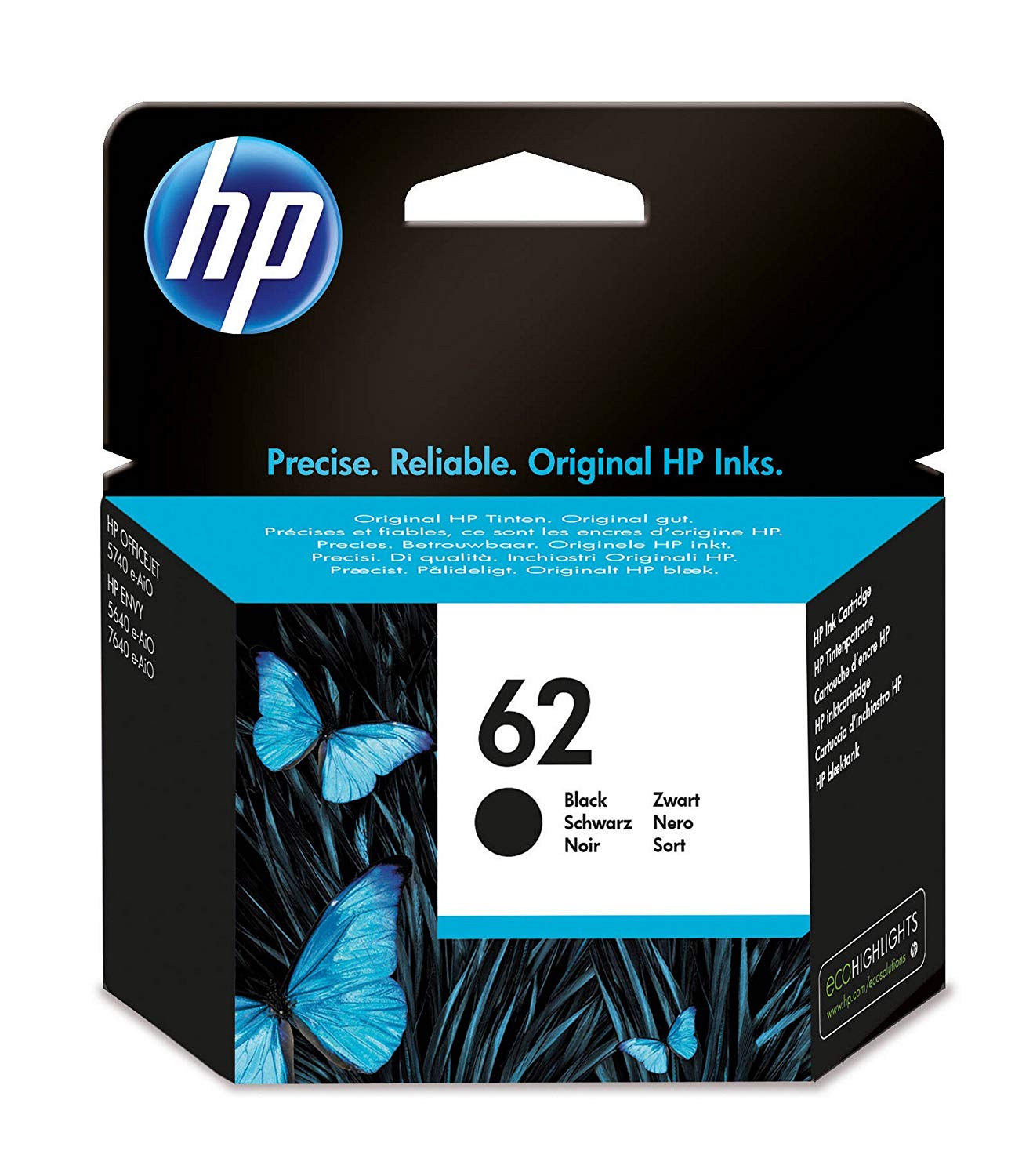 Cartus Cerneala Original HP Black, nr.62, pentru Envy 5640 AIO| OfficeJet 200 Mobile| OfficeJet 250 Mobile AIO, 200, (timbru verde 0.15 lei), "C2P04AE"