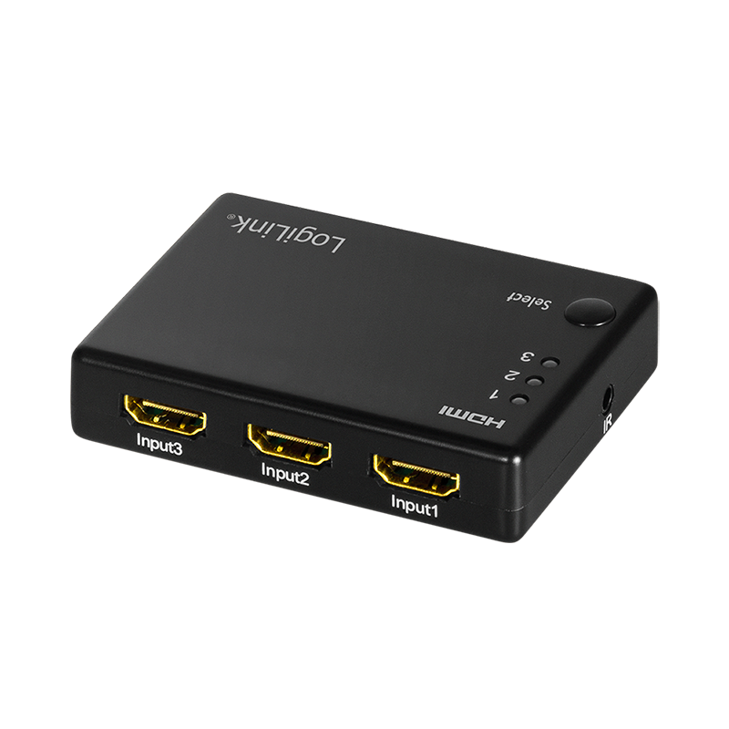 SWITCH video LOGILINK, 3 x 1 port, Input: HDMI (M) x 3, Output: HDMI (M) 1.3 x 1, jack 3.5" IR, rezolutie maxima Full HD (1920 x 1080) la 60 Hz, HDCP, audio, negru, "HD0042" (timbru verde 0.18 lei)