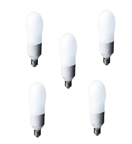 SET 5 becuri fluorescent Panasonic, soclu E27, putere 24W, forma oval, lumina alb calda, alimentare 220 - 240 V, "EFA24E282V-5" (timbru verde 2.25 lei)