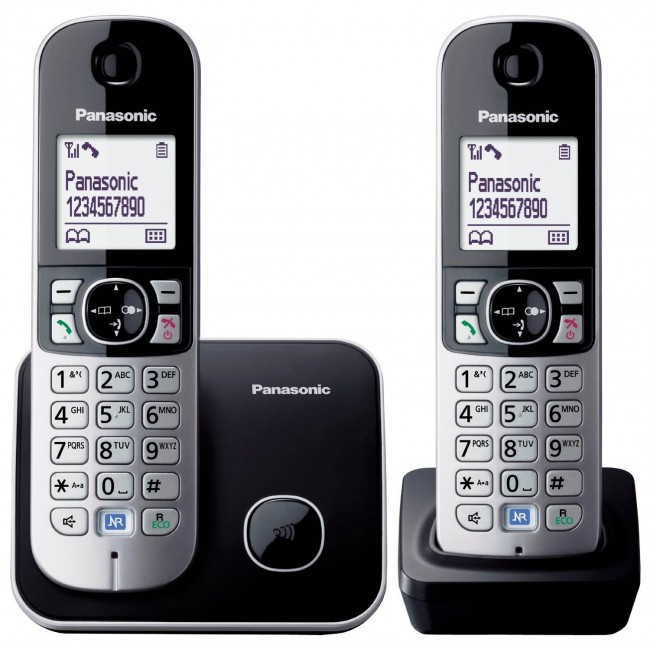 Telefon DECT twin, negru, KX-TG6812FXB, Panasonic, "KX-TG6812FXB" (timbru verde 0.8 lei)