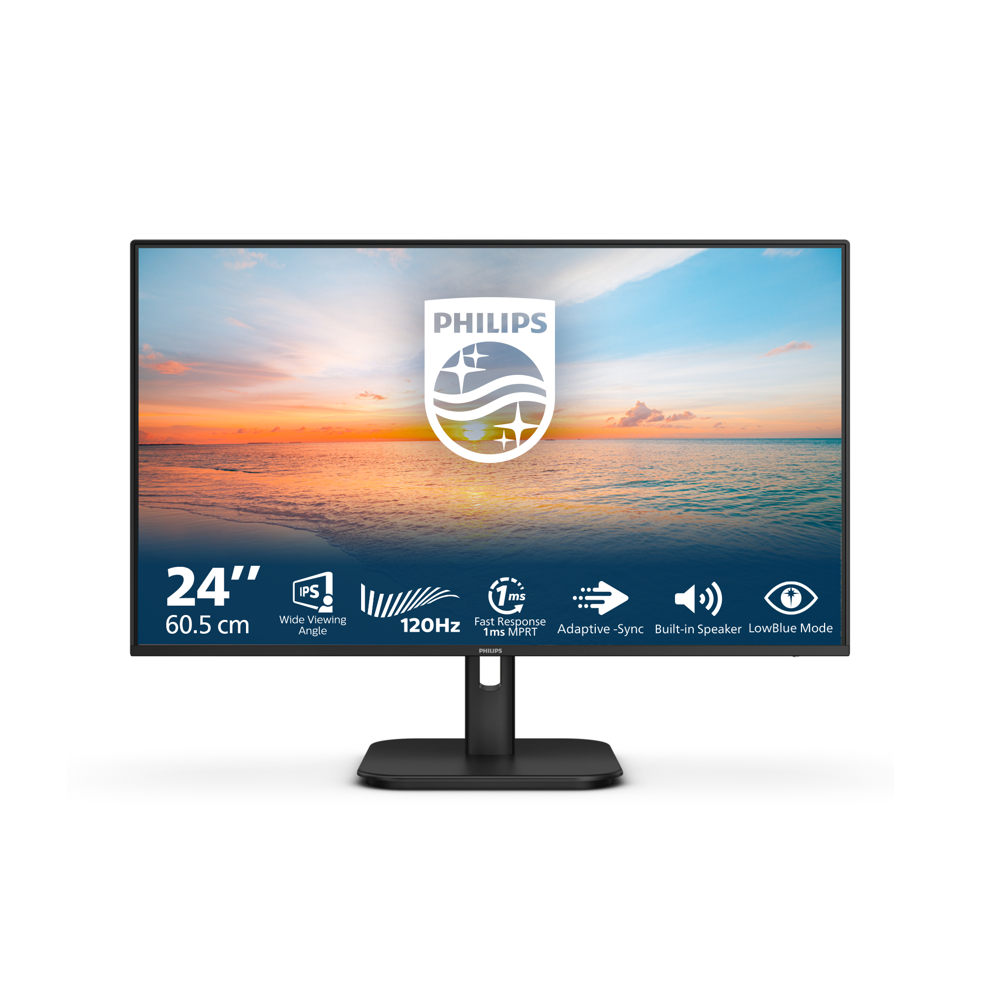 MONITOR PHILIPS 23.8 inch, home, office, IPS, Full HD (1920 x 1080), 120 Hz, Wide, 300 cd/mp, 4 ms, HDMI 1.4, VGA, DisplayPort 1.2 "24E1N1200A/00" (timbru verde 7 lei)