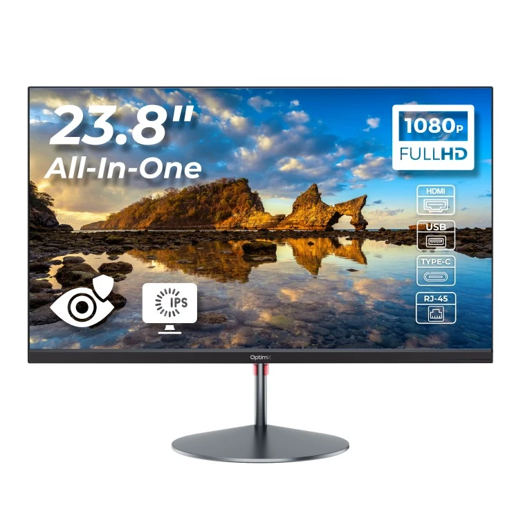 All in One Nou OptimX QD40, 23.8 Inch Full HD, Procesor Intel N100pana la 3.40GHz (Generatia a 12-a), 8GB DDR4, 256GB SSD, Wi-Fi,Bluetooth, Boxe "72155" (timbru verde 10 lei)