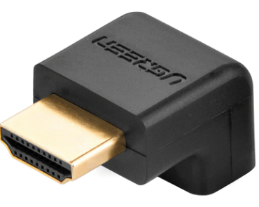 ADAPTOR video Ugreen, "HD112" cupla extender HDMI (T) la HDMI (M), 90 grade jos, rezolutie maxima 4K UHD (3840 x 2160) la 60 Hz, conectori auriti,negru "20109" (timbru verde 0.08 lei) - 6957303821099
