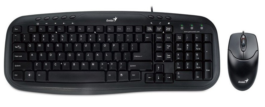 KIT wired GENIUS USB, tastatura 104 taste (concave) + mouse optic 1000dpi, 3 butoane, black, "Smart KM-200", SmartGenius app "31330003400" (timbru verde 0.8 lei)
