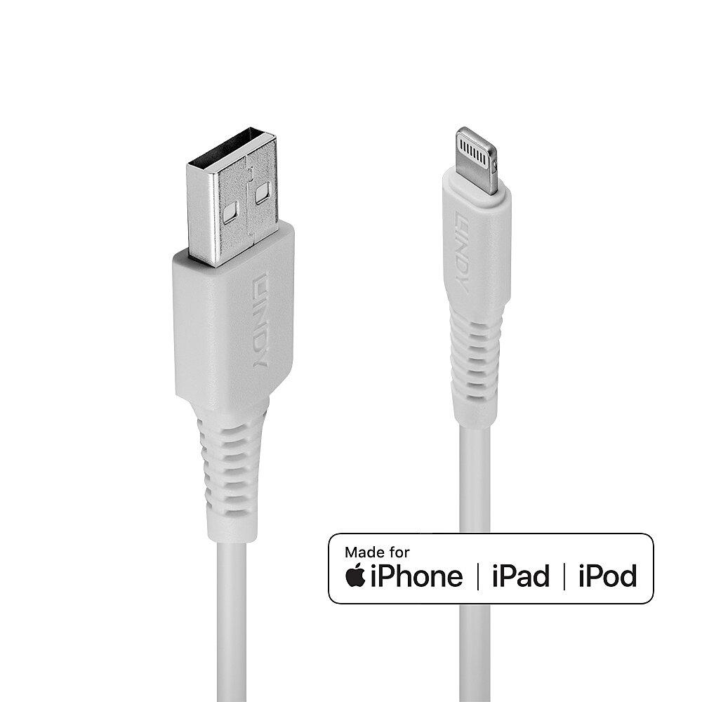 CABLU alimentare si date Lindy pt.smartphone Lightning (T) la USB 2.0 (T), 2 m, PVC, alb, "LY-31327" (timbru verde 0.08 lei)