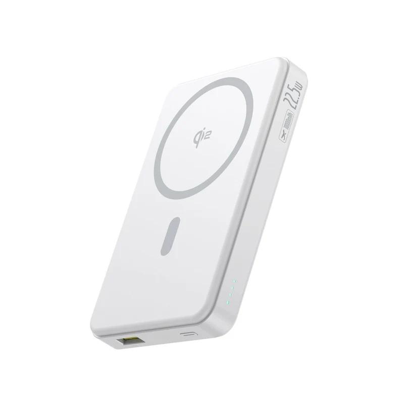 POWER BANK Baseus Airpow 2 Qi2 Magnetic, 1 x USB Type-C, 1 x USB, include cablu USB Type-C la USB Type-C 20V/3A 30cm, capacitate 10000mAh 22.5W, alb "P10080000213-00" (timbru verde 0.98 lei) - 6932172676995