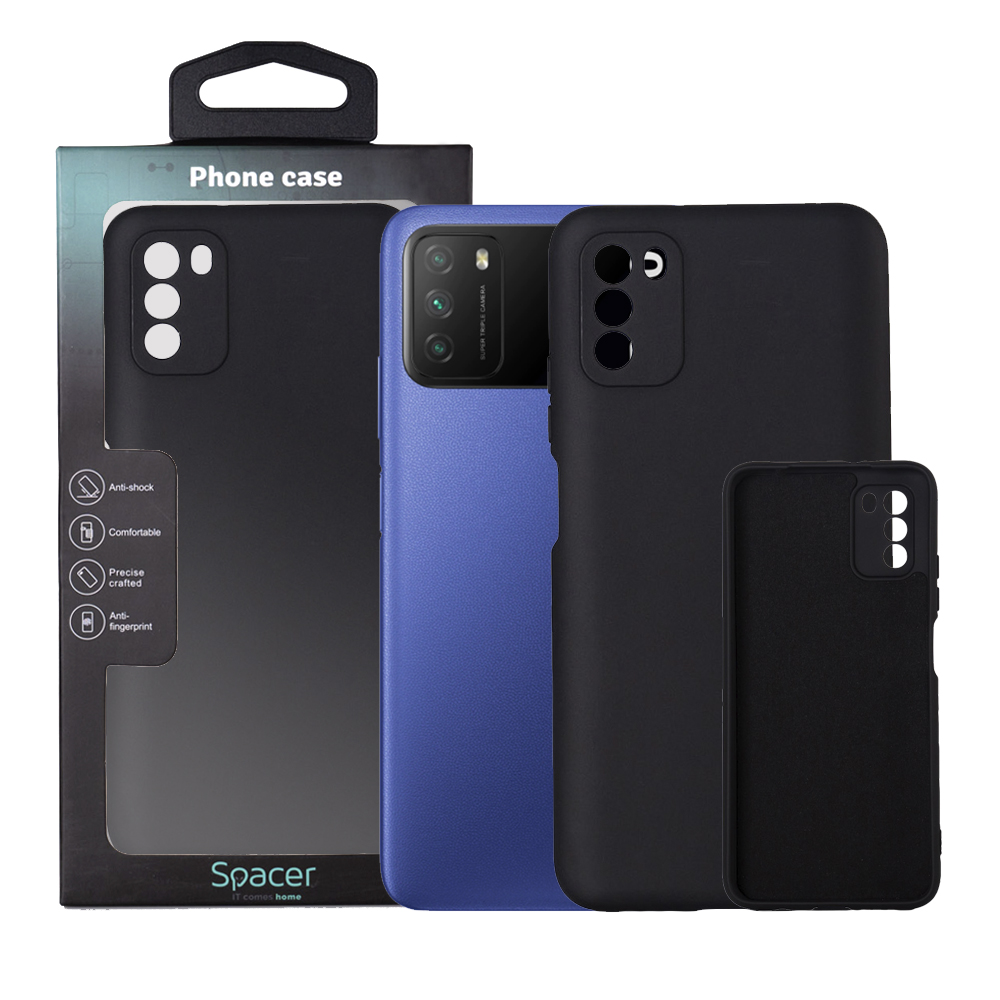 Husa Xiaomi Pocophone M3 Spacer, negru, grosime 2mm, material flexibil silicon + interior cu microfibra "SSPPC-XI-PC-M3-SLK"