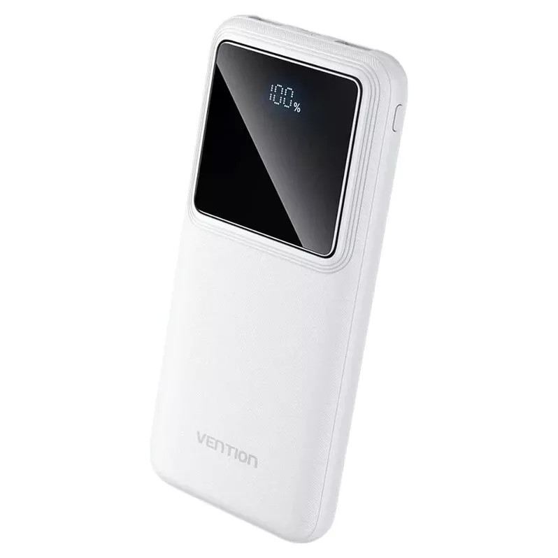 Power Bank Vention 10000mAh/37Wh, 22.5W , 2 x USB, 1 x USB Type-C, 1 x Micro USB, digital display pt. status baterie, max. 3A, alb, "FHKW0" (timbru verde 0.98 lei) - 6922794781566