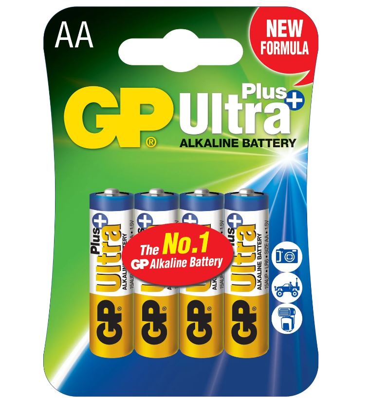 Baterie GP Batteries, Ultra+ Alcalina AA (LR6) 1.5V alcalina, blister 4 buc. "15AUP-U4" "GPPCA15UP032" (timbru verde 0.16 lei)