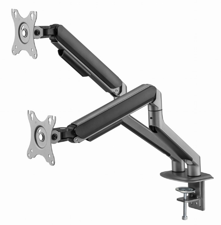 SUPORT de birou Gembird, pt 2 TV/monitor plat, diag. max 17-32 inch, rotatie, inclinare, pivotare, max 9 kg, space-grey, "MA-DA2-05"