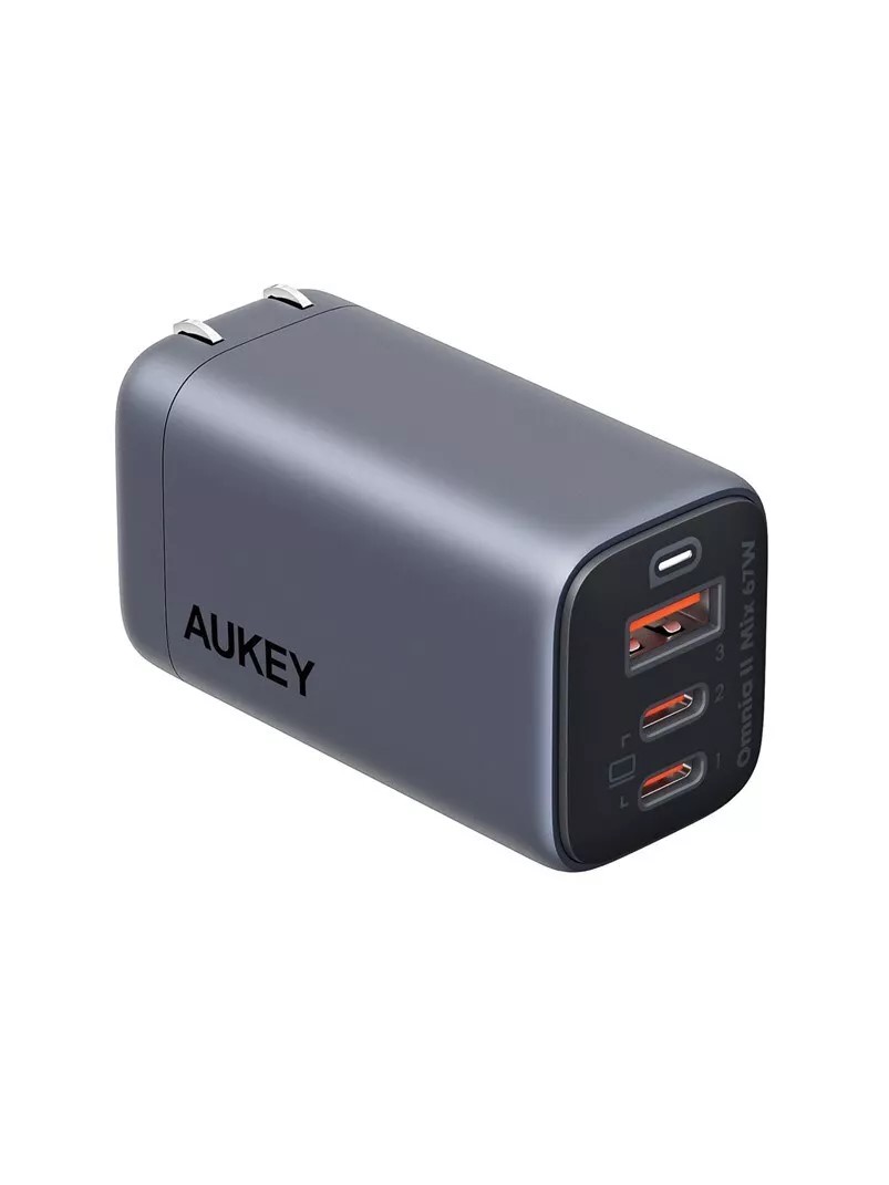 Alimentator retea Aukey, PA-B6U GR, 67W, fast charge, 1 x USB-A, 2 x USB-C, gri, "LLTSEUN1048305" (timbru verde 0.18 lei) - 689323786893