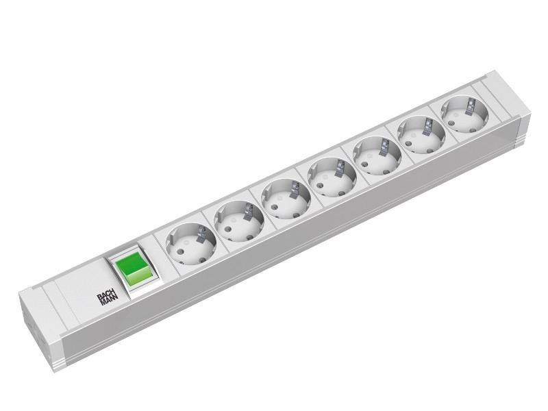 PDU BACHMANN, 1.5U pt. rack 19 inch, 7 prize Schuko, intrare Schuko, max 10 A, cablu 2 m, gri, "333.600" (timbru verde 2 lei)