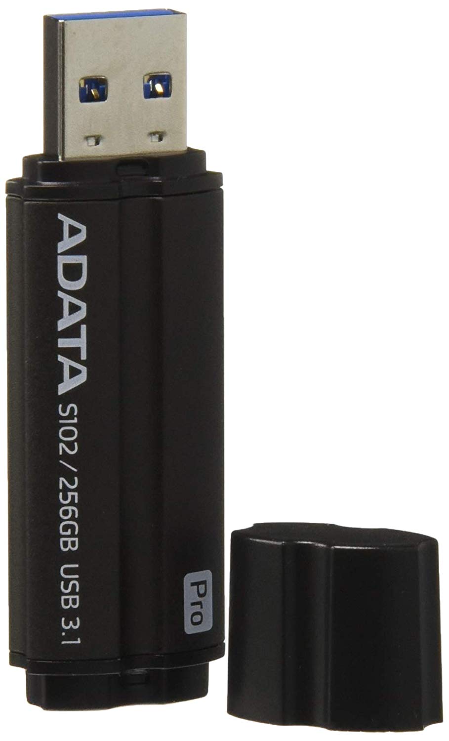 MEMORIE USB 3.1 ADATA 256 GB, cu capac, carcasa aluminiu, negru, "AS102P-256G-RGY" (timbru verde 0.03 lei)