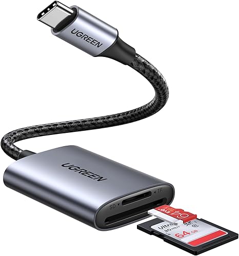 CARD READER extern Ugreen, "CM401" interfata USB Type-C 3.1, citeste/scrie: SD, microSD viteza pana la 480Mbps, suporta carduri maxim 2 TB, metalic, gri "80888" (timbru verde 0.03 lei) - 6957303888887